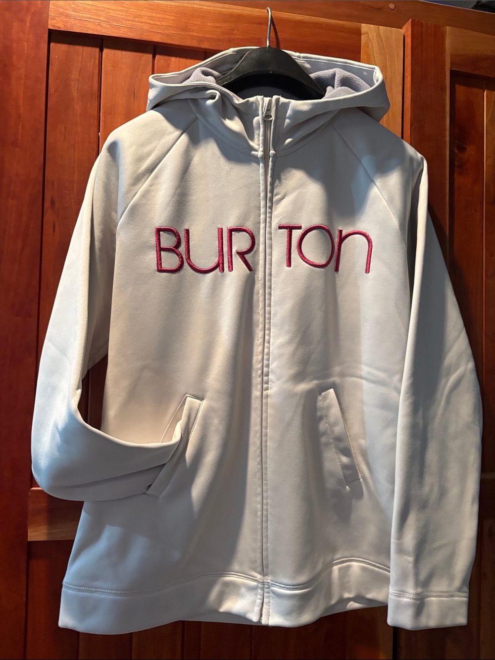 Burton Ski Hoodie- Off-White with Magenta Logo